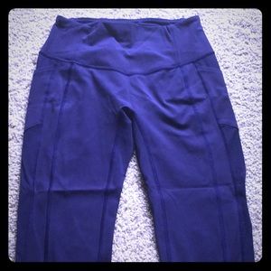 Navy high waisted lulu pants with side pockets